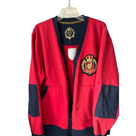 AK:CESS Royal Classic INFAMOUS Red Cardigan Cotton Emblem - Picture 1 of 11